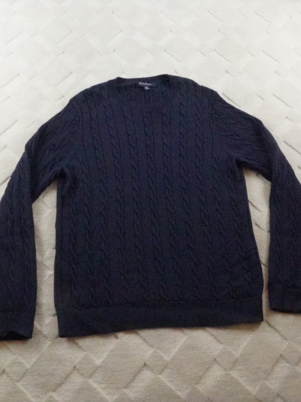 Brooks Brothers Cable Knit Sweater Mens Extra Large Navy Pull Over